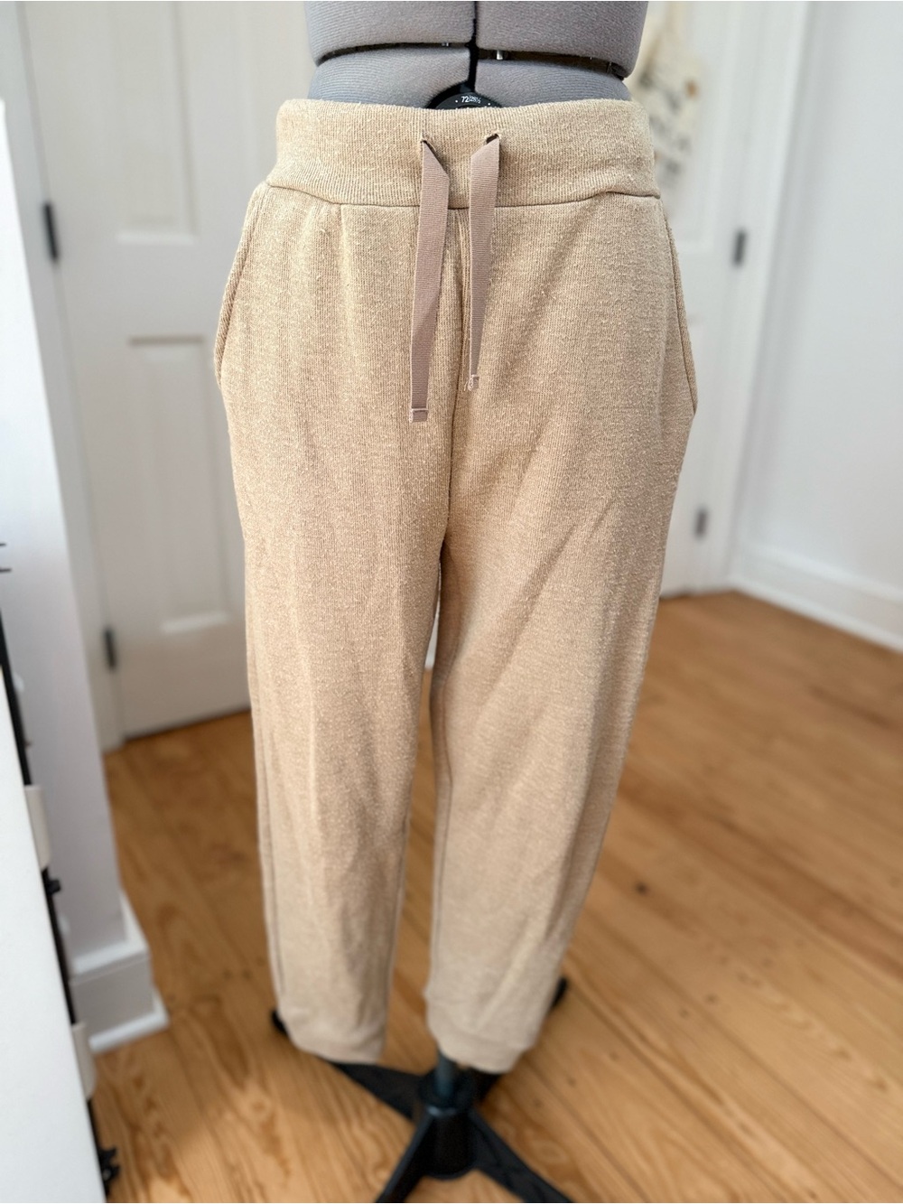 Mango Sand Drawstring Terry Jogger Pants